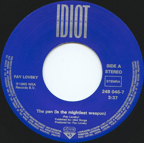 Fay Lovsky : The Pen Is The Mightiest Weapon (7", Single)