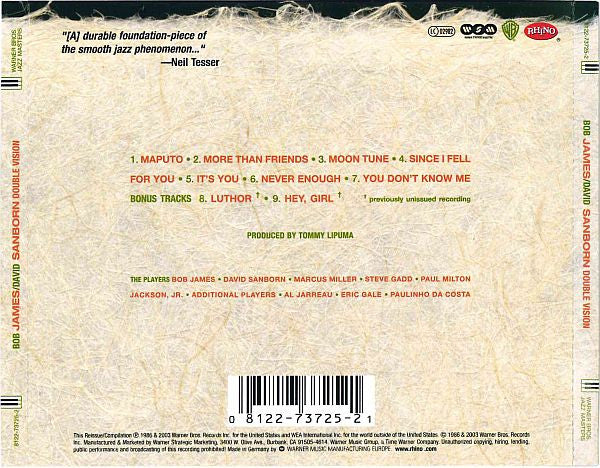 Bob James & David Sanborn : Double Vision (CD, Album, RE, RM)
