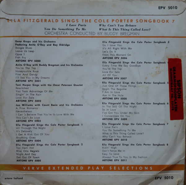 Ella Fitzgerald : Ella Fitzgerald Sings The Cole Porter  Vol. 7 (7", EP, Single)