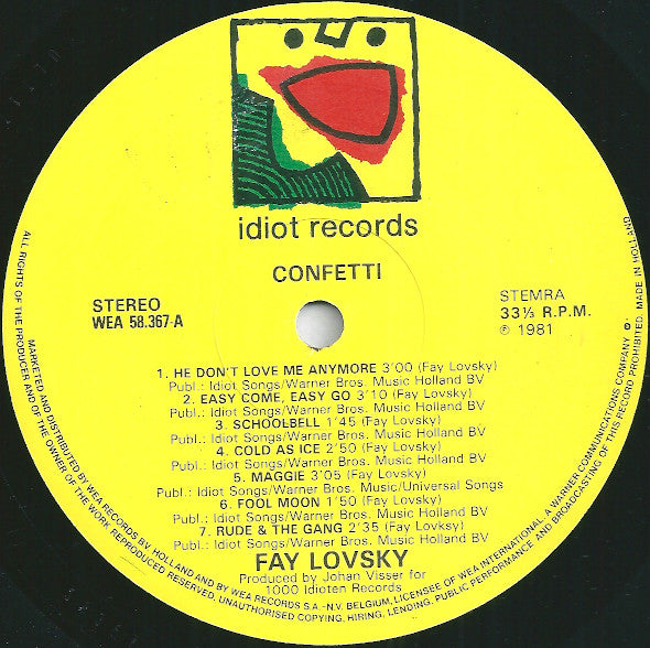 Fay Lovsky : Confetti (LP, Album, RE)