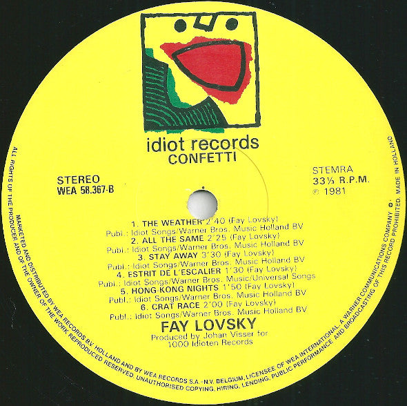 Fay Lovsky : Confetti (LP, Album, RE)