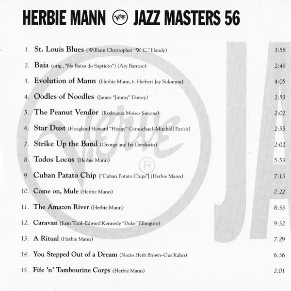 Herbie Mann : Verve Jazz Masters 56 (CD, Comp, RE)