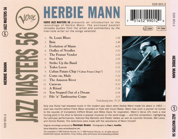 Herbie Mann : Verve Jazz Masters 56 (CD, Comp, RE)