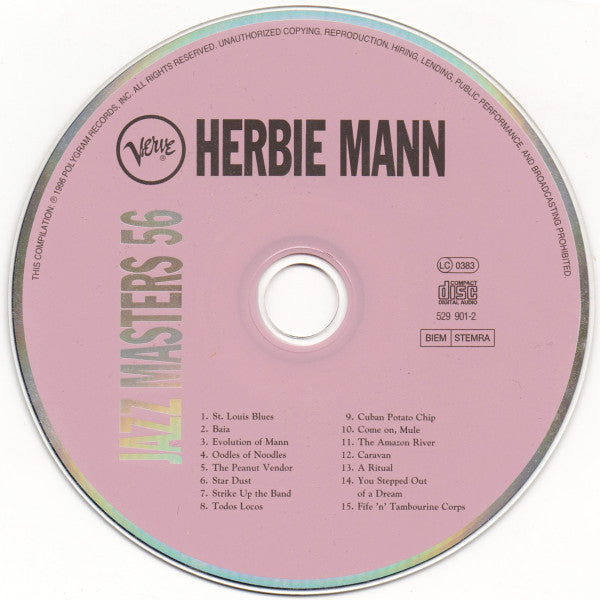 Herbie Mann : Verve Jazz Masters 56 (CD, Comp, RE)