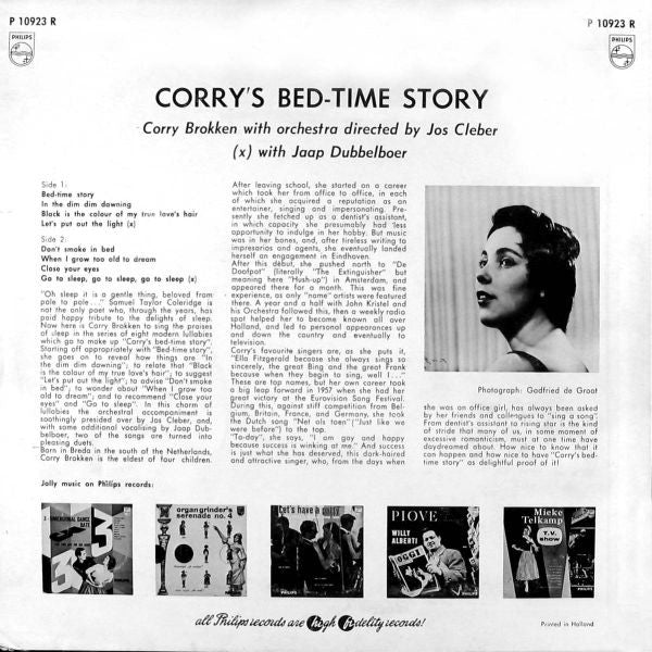 Corry Brokken : Corry's Bed-Time Story (10", Album, Mono)