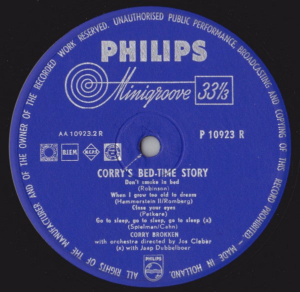 Corry Brokken : Corry's Bed-Time Story (10", Album, Mono)