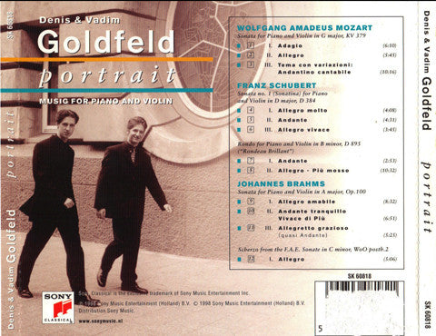 Denis Goldfeld & Vadim Goldfeld, Wolfgang Amadeus Mozart, Franz Schubert, Johannes Brahms : Portrait. Music For Piano And Violin (CD, Album)