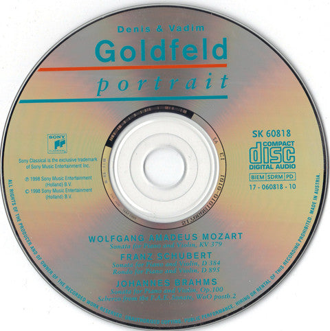 Denis Goldfeld & Vadim Goldfeld, Wolfgang Amadeus Mozart, Franz Schubert, Johannes Brahms : Portrait. Music For Piano And Violin (CD, Album)