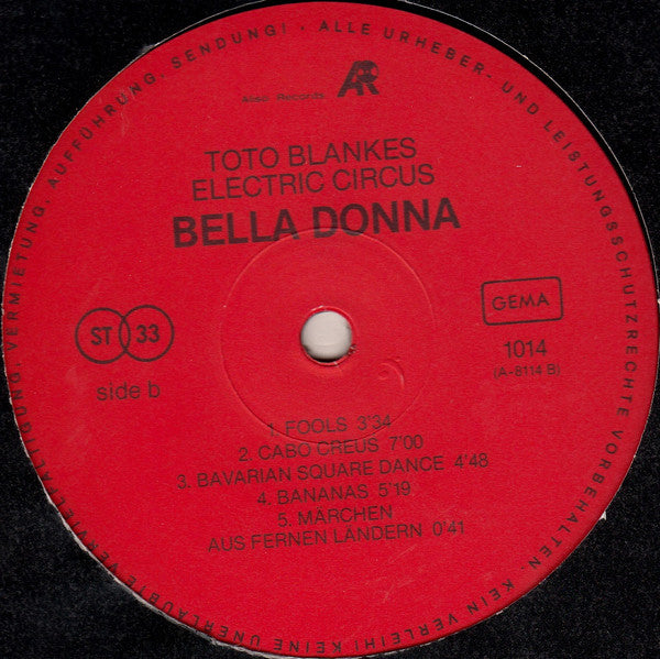 Toto Blanke's Electric Circus : Bella Donna (LP, Album)