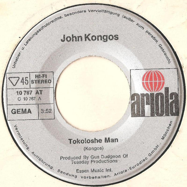John Kongos : Tokoloshe Man (7", Single)