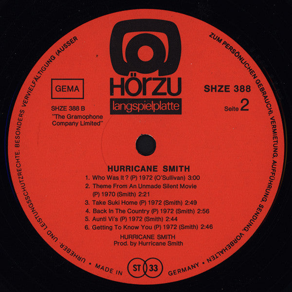 Hurricane Smith : Hurricane Smith (LP, Album)