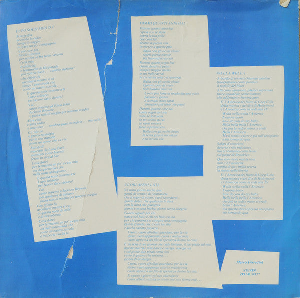 Marco Ferradini : Una Catastrofe Bionda (LP, Album)