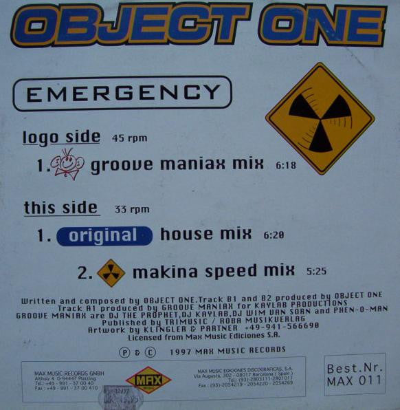 Object One : Emergency (12")