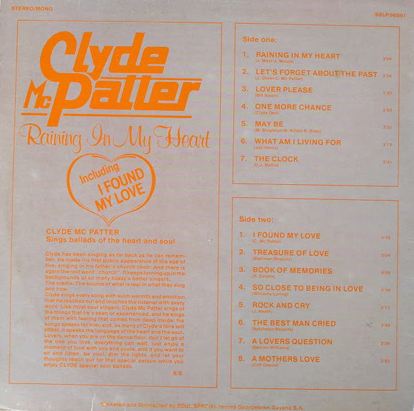 Clyde McPhatter : Raining In My Heart (LP, Album, Comp)