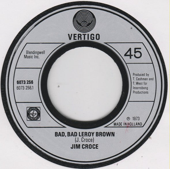 Jim Croce : Bad, Bad Leroy Brown (7", Single)