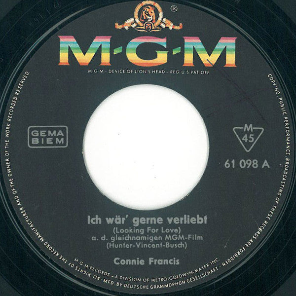 Connie Francis : Ich Wär' Gerne Verliebt (7", Single, Mono)