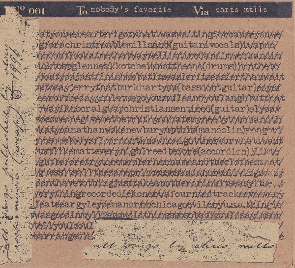 Chris Mills (7) : Nobody's Favorite (CD, Album, Fol)