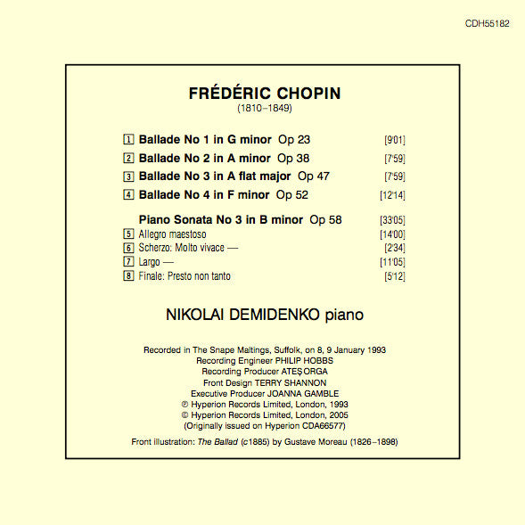 Frédéric Chopin, Nikolai Demidenko : The Four Ballades • Piano Sonata No 3 (CD, Album, RE)