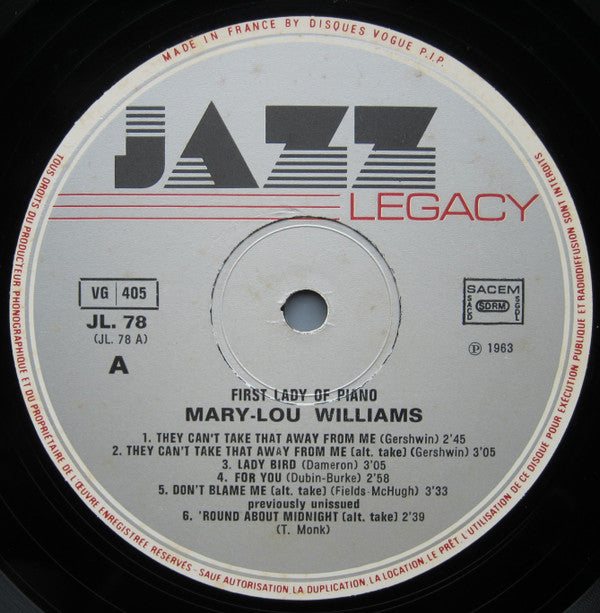 Mary Lou Williams : First Lady Of Piano (LP, RE)