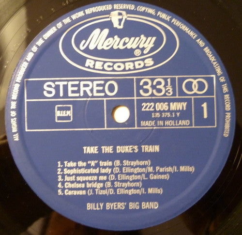 Billy Byers' Big Band : Take The Duke's Train (LP, Album, RE)