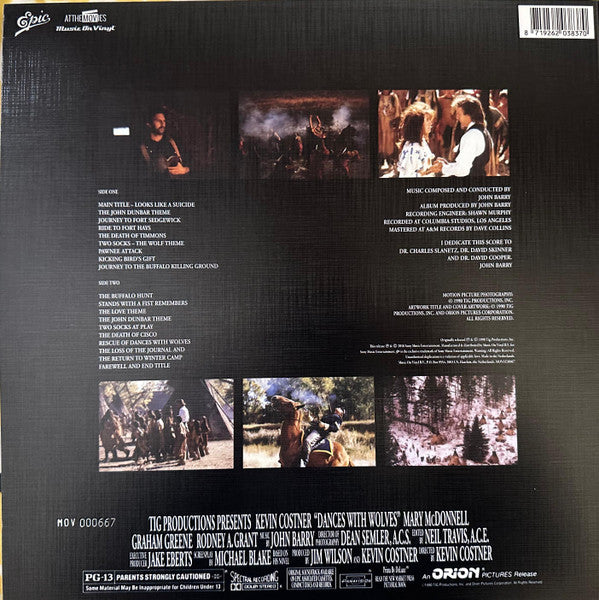 John Barry : Dances With Wolves (Original Motion Picture Soundtrack) (LP, Album, Ltd, Num, RE, Yel)