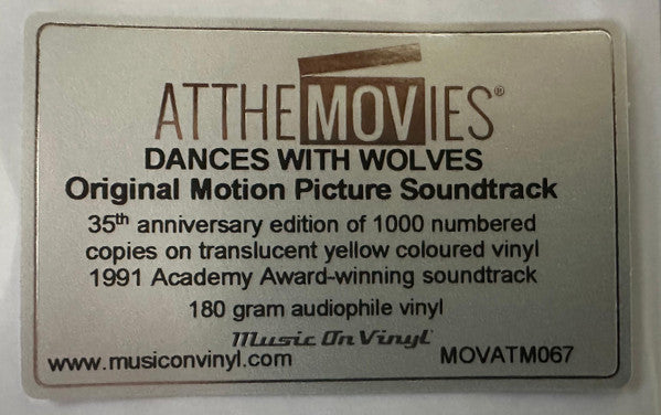 John Barry : Dances With Wolves (Original Motion Picture Soundtrack) (LP, Album, Ltd, Num, RE, Yel)