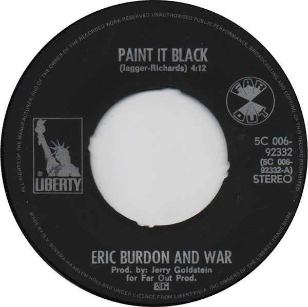 Eric Burdon & War : Paint It Black (7", Blu)