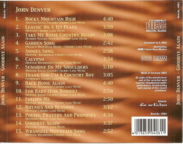John Denver : Goodbye Again (CD, Comp)