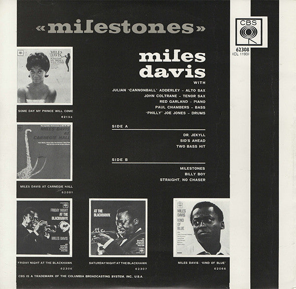 Miles Davis : Milestones (LP, Album, Mono, RE)