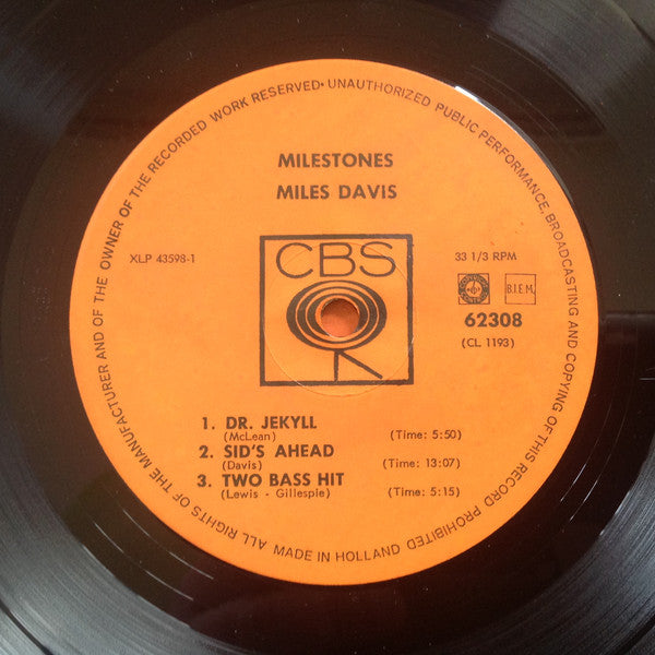 Miles Davis : Milestones (LP, Album, Mono, RE)