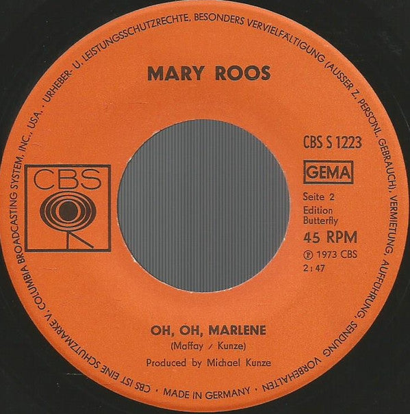 Mary Roos : Fremdes Mädchen (7", Single)