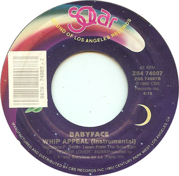 Babyface : Whip Appeal (7", Single, Styrene)
