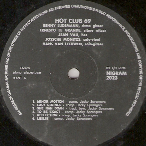 Hot Club 69 : Hot Club 69 (LP, Album)