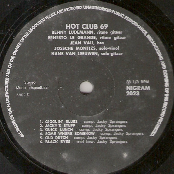 Hot Club 69 : Hot Club 69 (LP, Album)