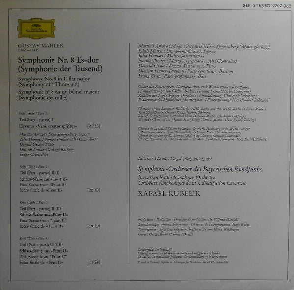 Gustav Mahler - Symphonie-Orchester Des Bayerischen Rundfunks, Rafael Kubelik : Symphonie Nr. 8 "Symphonie Der Tausend" · "Symphony Of A Thousand" (2xLP, Album, Gat)