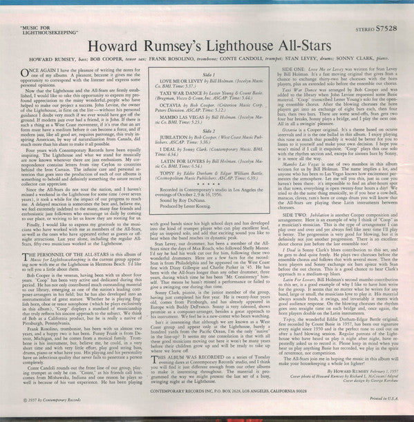 Howard Rumsey's Lighthouse All-Stars : Music For Lighthousekeeping (LP, Album)