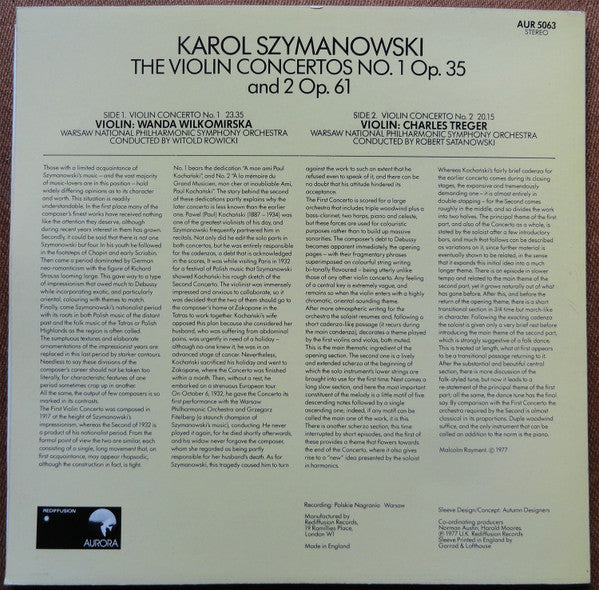 Karol Szymanowski : The Violin Concertos (LP)