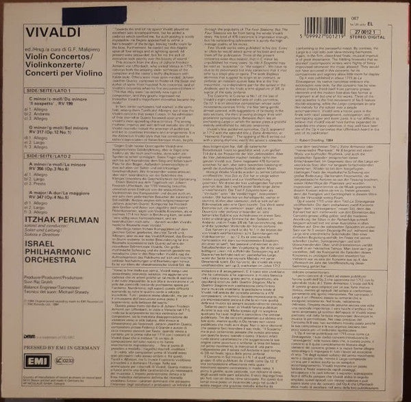 Antonio Vivaldi - Itzhak Perlman, Israel Philharmonic Orchestra : Violin Concertos = Violinkonzerte (LP)