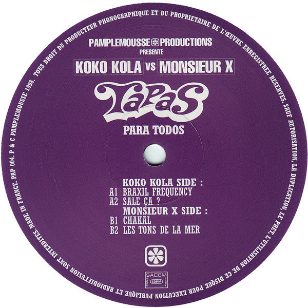 Koko Kola Vs Monsieur X : Tapas Para Todos EP (12", EP)