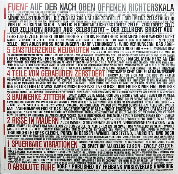 Einstürzende Neubauten : Fuenf Auf Der Nach Oben Offenen Richterskala (LP, Album, RE)