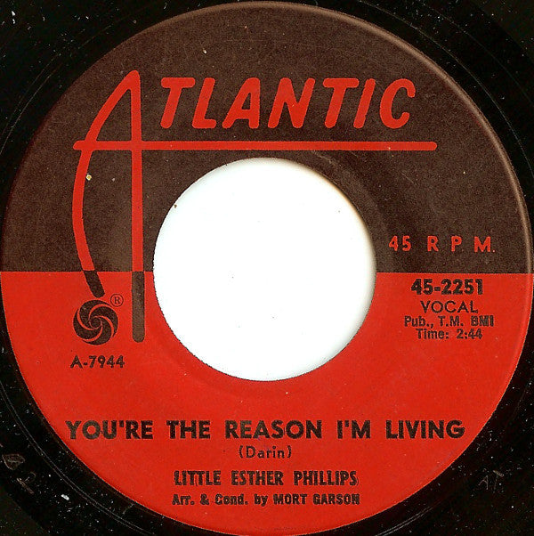 Esther Phillips : It's Too Soon To Know / You're The Reason I'm Living (7")