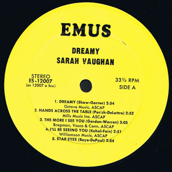 Sarah Vaughan : Dreamy (LP, Album, RE)