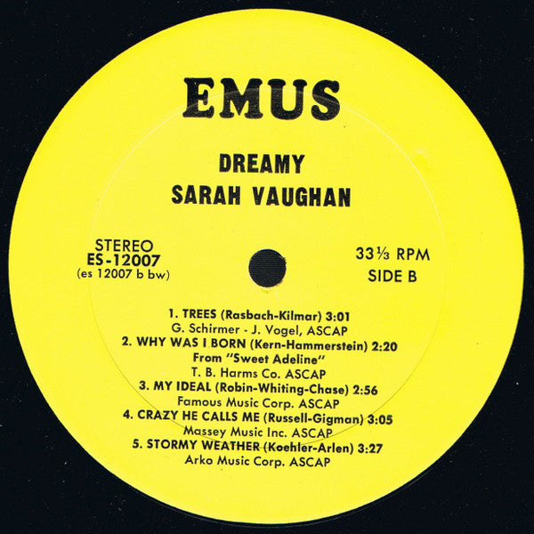 Sarah Vaughan : Dreamy (LP, Album, RE)