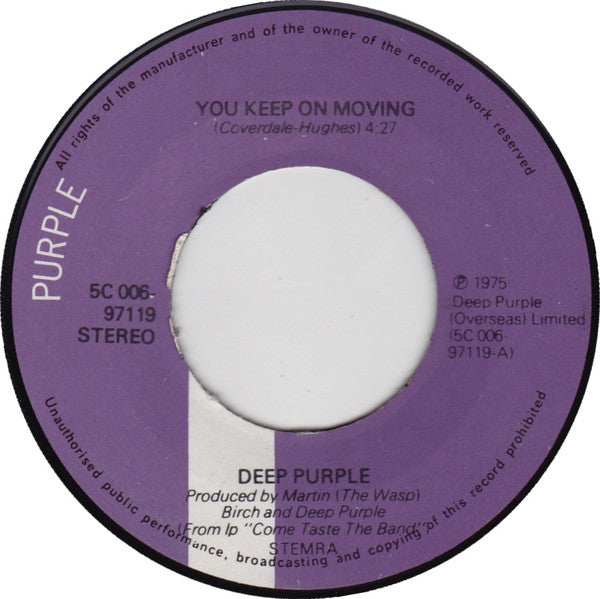 Deep Purple : You Keep On Moving / Dealer (7", Single)