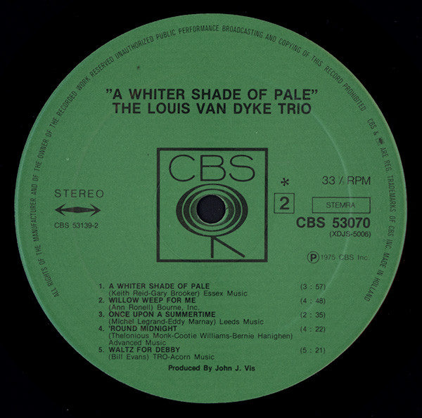 Trio Louis Van Dyke* : A Whiter Shade Of Pale (LP, Album, RE)