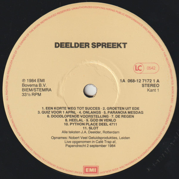 Jules Deelder : Deelder Spreekt! (LP)