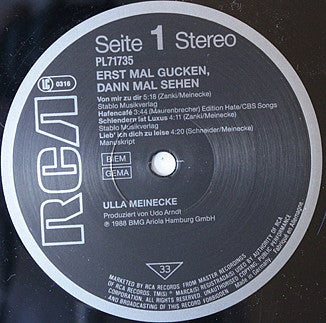 Ulla Meinecke : Erst Mal Gucken – Dann Mal Sehen (LP, Album)