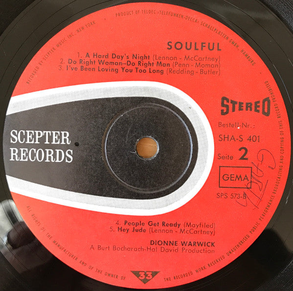 Dionne Warwick : Soulful (LP, Album)
