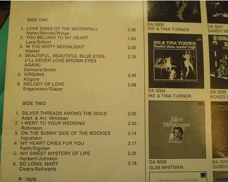 Slim Whitman : Love Song Of The Waterfall (LP, Album, RE)