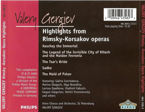 Valery Gergiev / Kirov Chorus And Kirov Orchestra : Rimsky-Korsakov Opera Highlights (CD, Album)